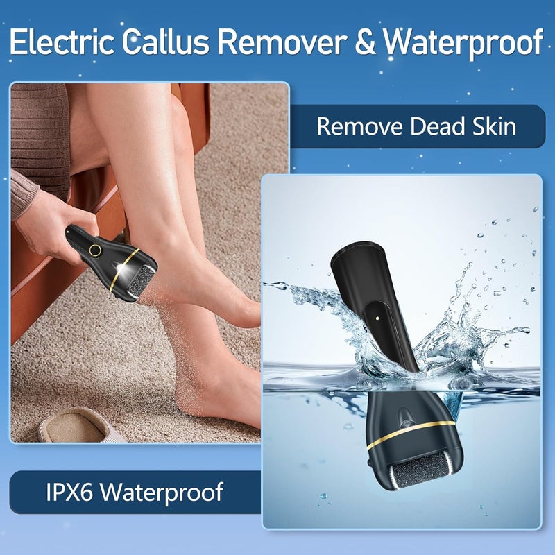 Jamestry Callus Remover for Feet, Electric Foot Callus Remover Waterproof with 3 Rollers 2 Speed Battery Display,17 in1 Rechargeable Foot File Pedicure Kits for Dead Hard Cracked Dry Skin - Image 2